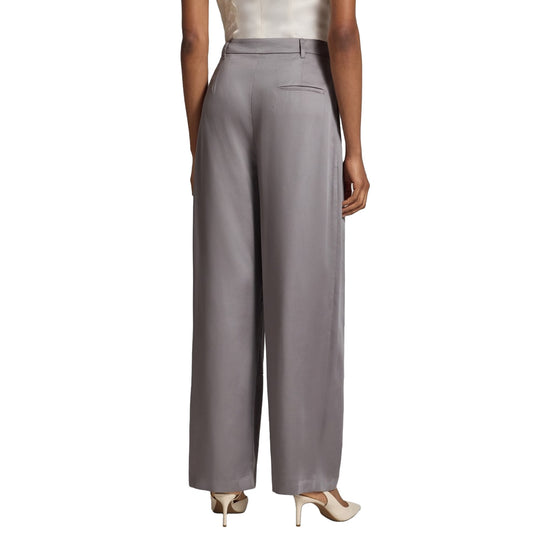 Pantalone Donna a gamba larga grigio modella retro