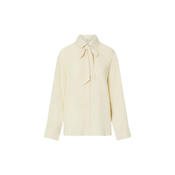 Camicia Donna con fiocco sur ton color panna