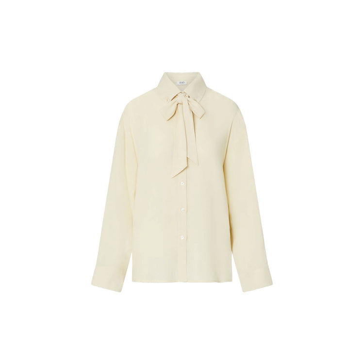 Camicia Donna con fiocco sur ton color panna