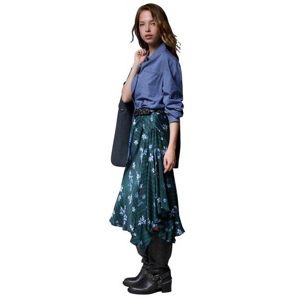 Gonna midi Donna con drappeggio modella laterale