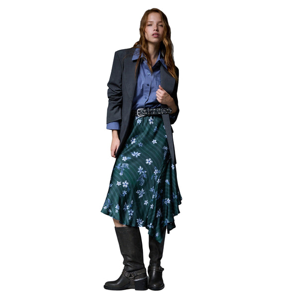 Gonna midi Donna con drappeggio modella intera frontale
