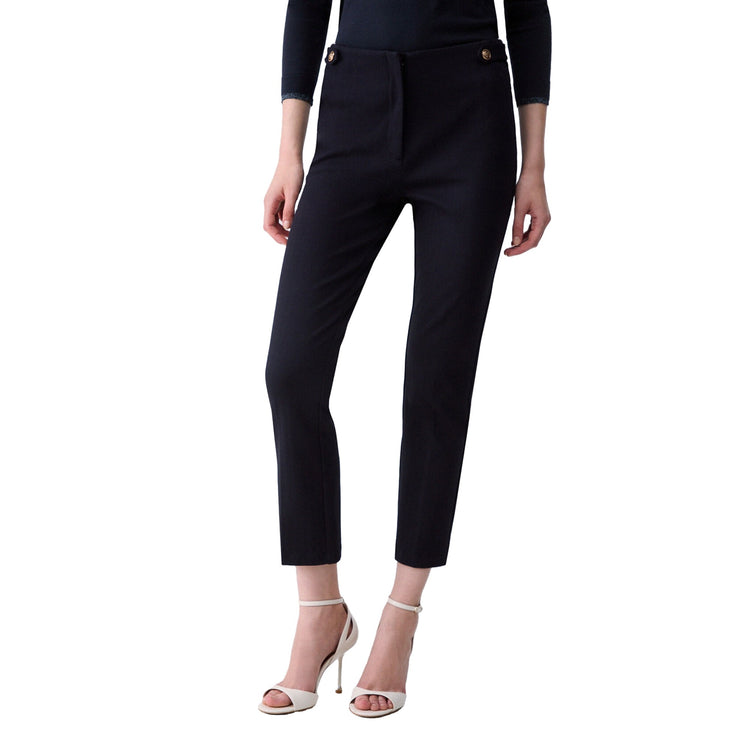Pantalone Donna a sigaretta blu scuro modella frontale