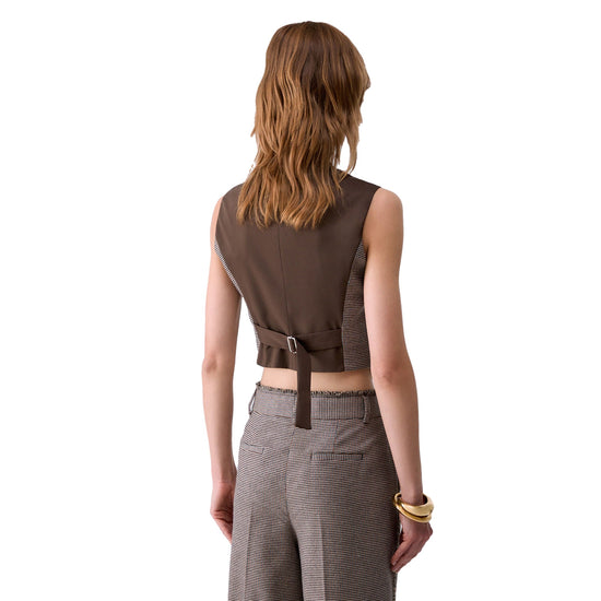 Gilet Donna in pied de poule modella retro