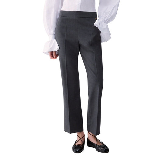 Pantalone elegante Donna in flanella Grigio, modella frontale