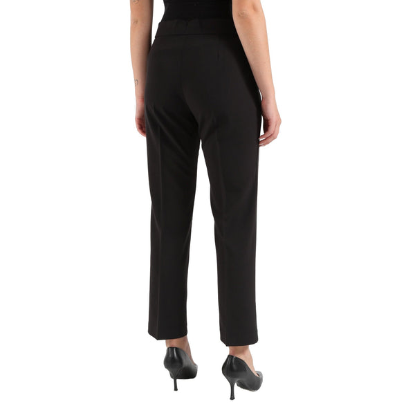 Pantalone elegante Donna in flanella Nero, modella retro