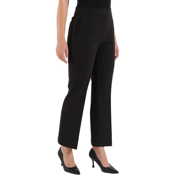 Pantalone elegante Donna in flanella Nero, modella laterale