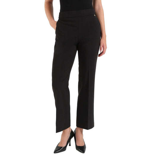 Pantalone elegante Donna in flanella Nero, modella frontale