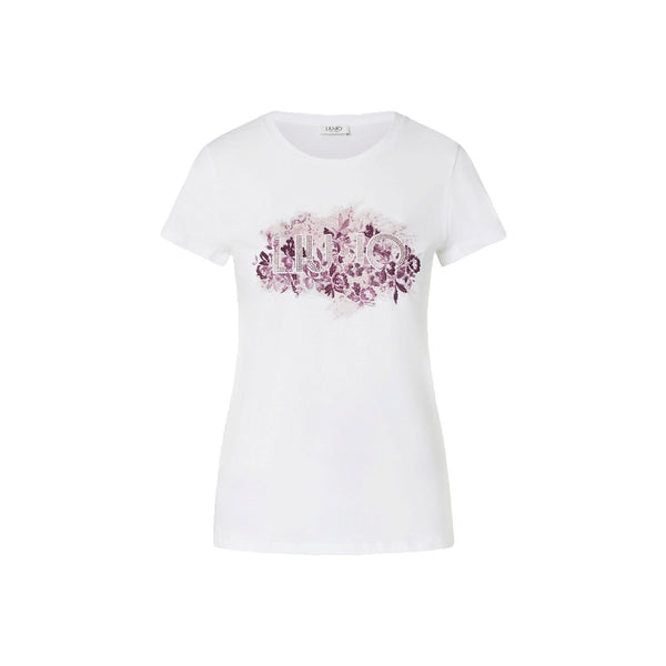 T-shirt Donna con logo e sfondo floreale