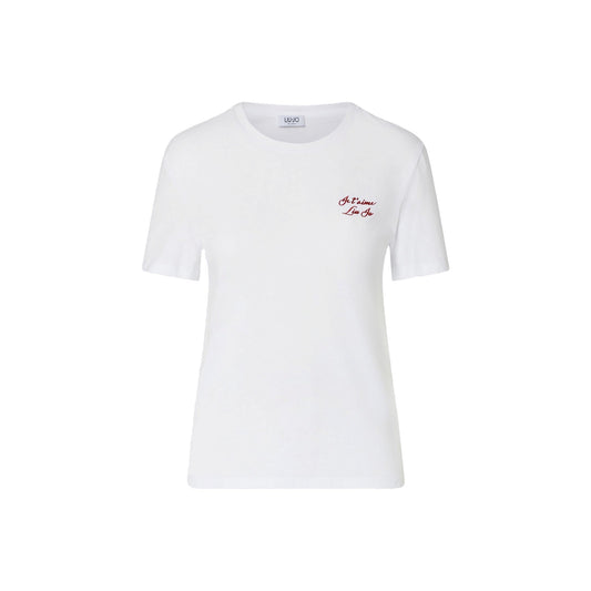T-shirt bianca Donna con mini ricamo lettering