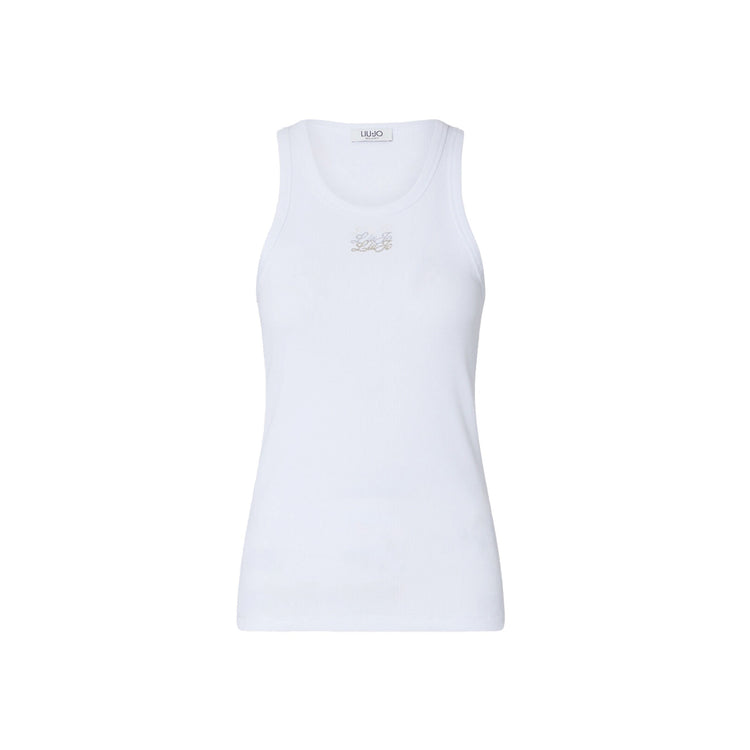 xCanotta bianca Donna con logo triplo