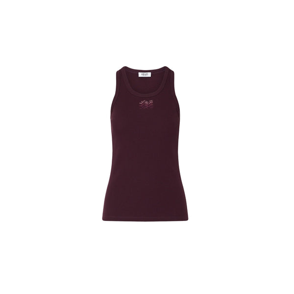 Canotta bordeaux Donna con logo triplo