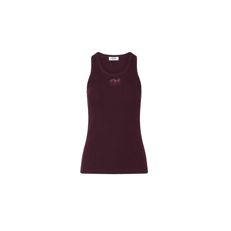 Canotta bordeaux Donna con logo triplo