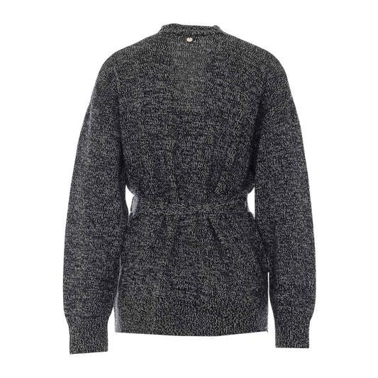 Cardigan Donna effetto mélange grigio retro