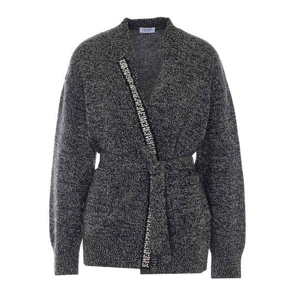 Cardigan Donna effetto mélange grigio