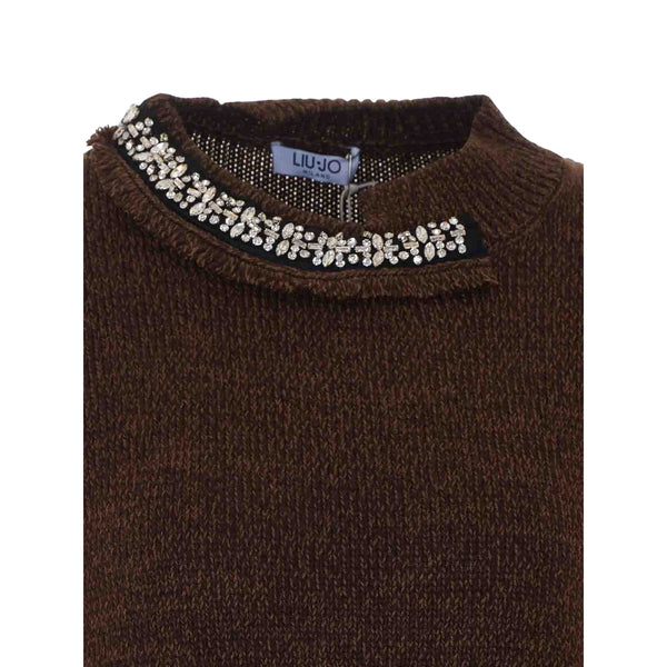 Maglione Donna con applicazione gioiello, colore marrone dettaglio
