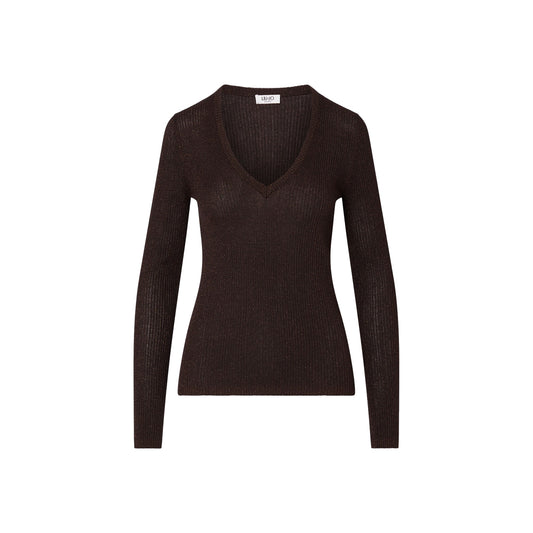 Maglia Donna con interventi lurex marrone