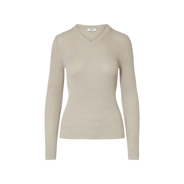 Maglia Donna con interventi lurex beige