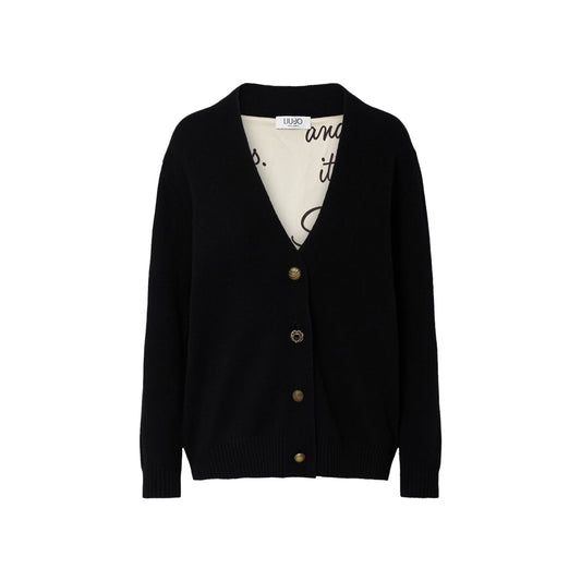 Cardigan Donna con bottoni gioiello Nero