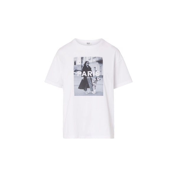 T-shirt bianca Donna con stampa frontale
