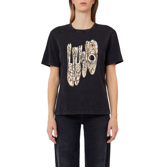 T-shirt Donna con logo ondeggiante modella frontale