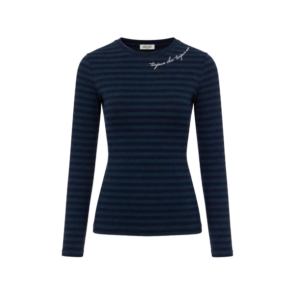 T-shirt Donna manica lunga a righe bicolor