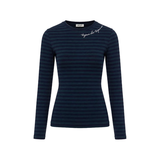 T-shirt Donna manica lunga a righe bicolor