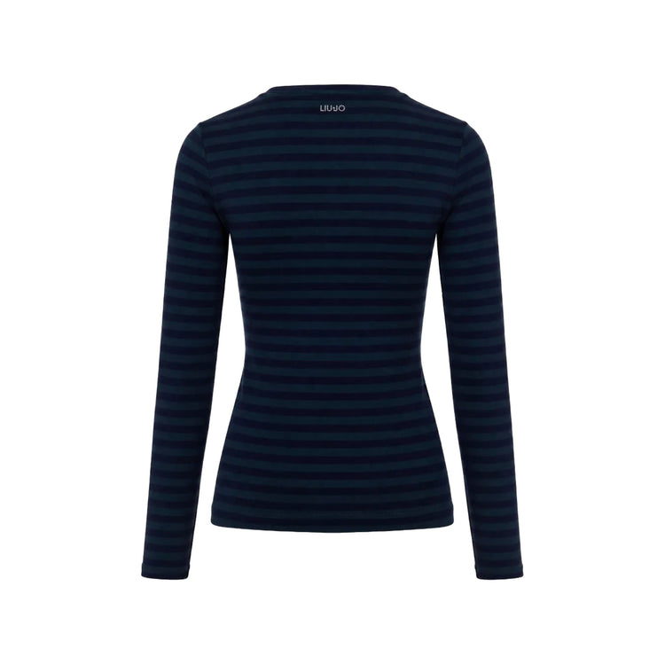 T-shirt Donna manica lunga a righe bicolor retro
