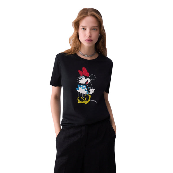 T-shirt nera Donna con stampa Miss Mouse