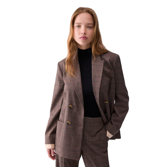 Giacca Donna con polsi a contrasto modella frontale