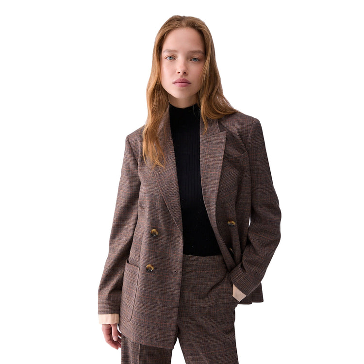 Giacca Donna con polsi a contrasto modella frontale