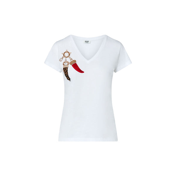 T-shirt Donna con scollo a V Bianco