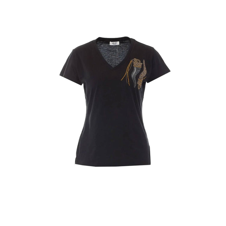 T-shirt nera Donna con stampa charm