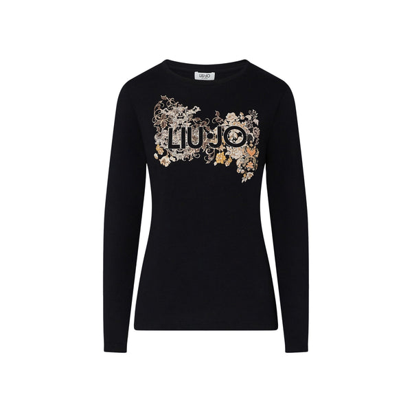 T-shirt Donna skinny fit manica lunga Nero