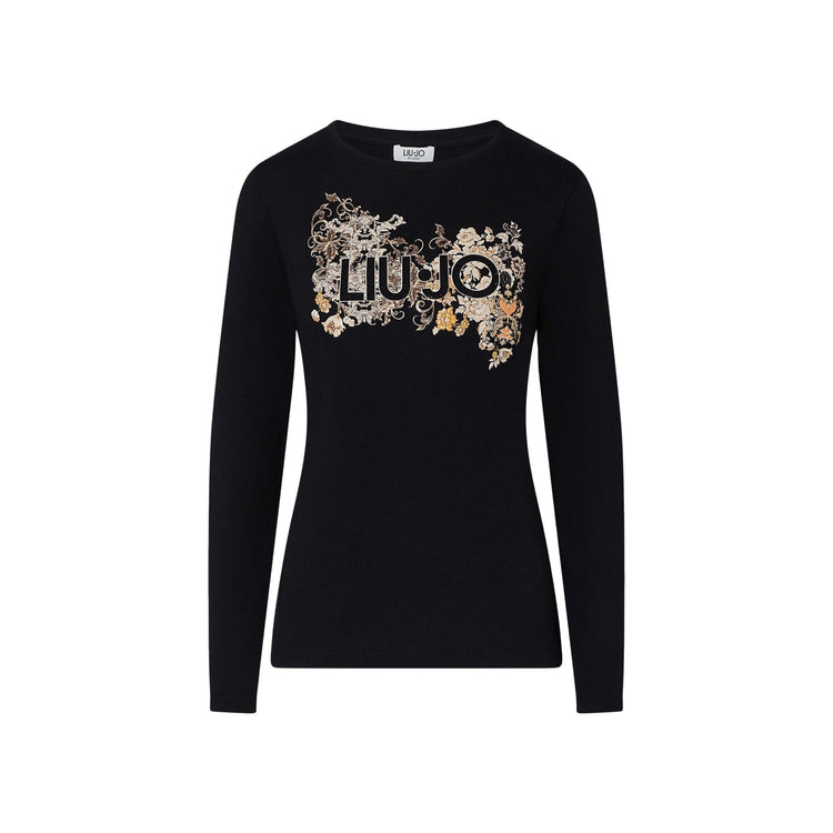 T-shirt Donna skinny fit manica lunga Nero