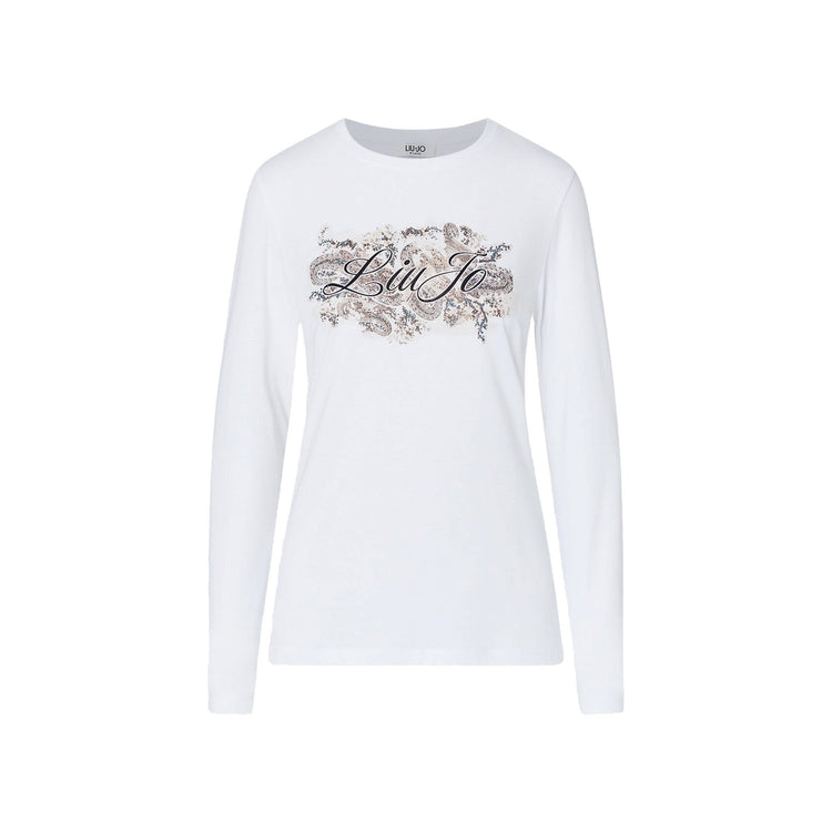 T-shirt Donna skinny fit manica lunga Bianco