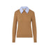 Maglia Donna Beige con colletto in popeline con strass