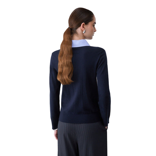 Maglia Donna con colletto in popeline con strass