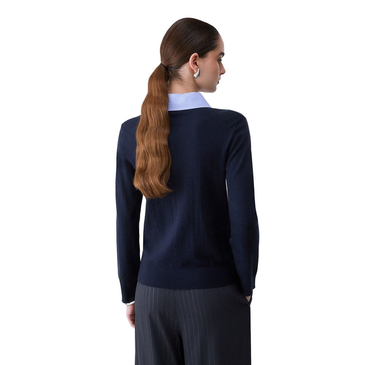 Maglia Donna con colletto in popeline con strass