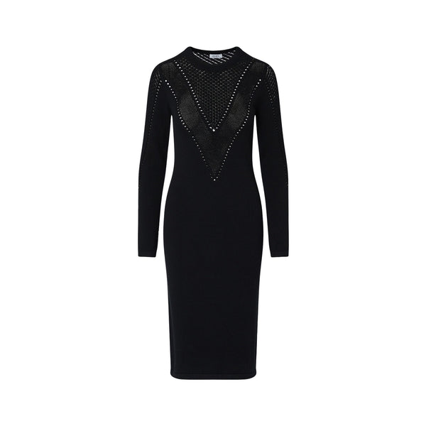 Abito longuette Donna in maglia nera