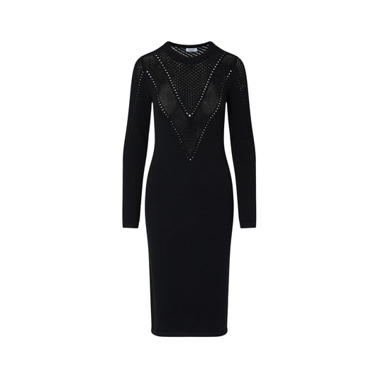 Abito longuette Donna in maglia nera