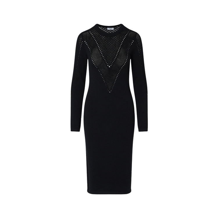 Abito longuette Donna in maglia nera