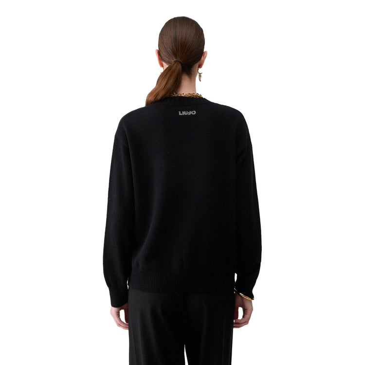 Maglia nera Donna con disegno charm retro