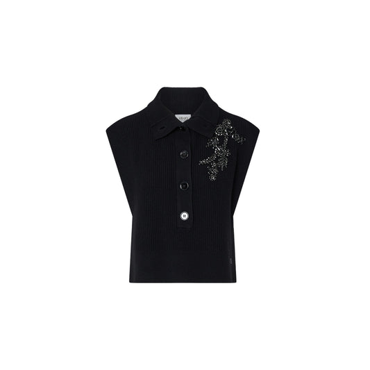 Gilet in maglia Donna con gioiello nero