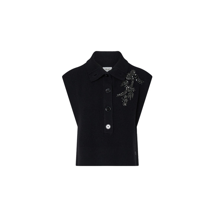 Gilet in maglia Donna con gioiello nero