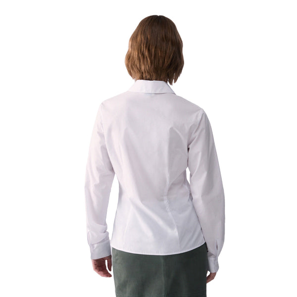 Camicia classica Donna in popeline bianco modella retro