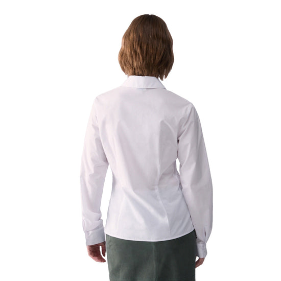 Camicia classica Donna in popeline bianco modella retro