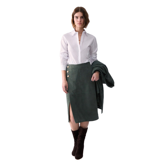Camicia classica Donna in popeline bianco modella intera frontale