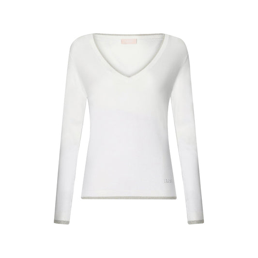 Maglia Bianca da Donna con scollo a V