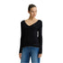 Maglia Nera da Donna con scollo a V modella frontale