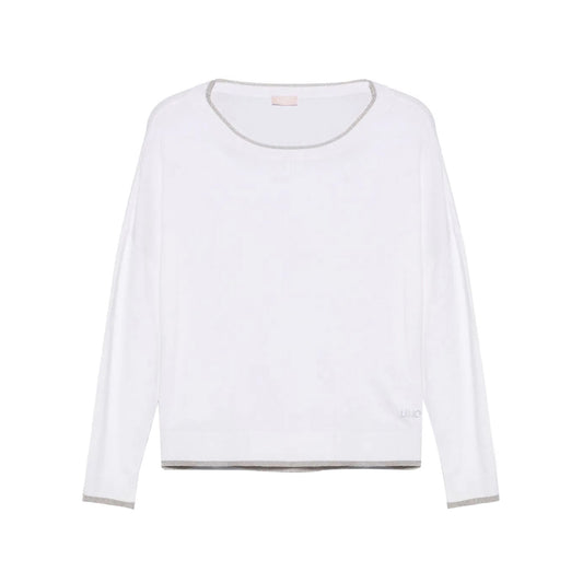 Maglia Bianca in lurex con scollo a barca